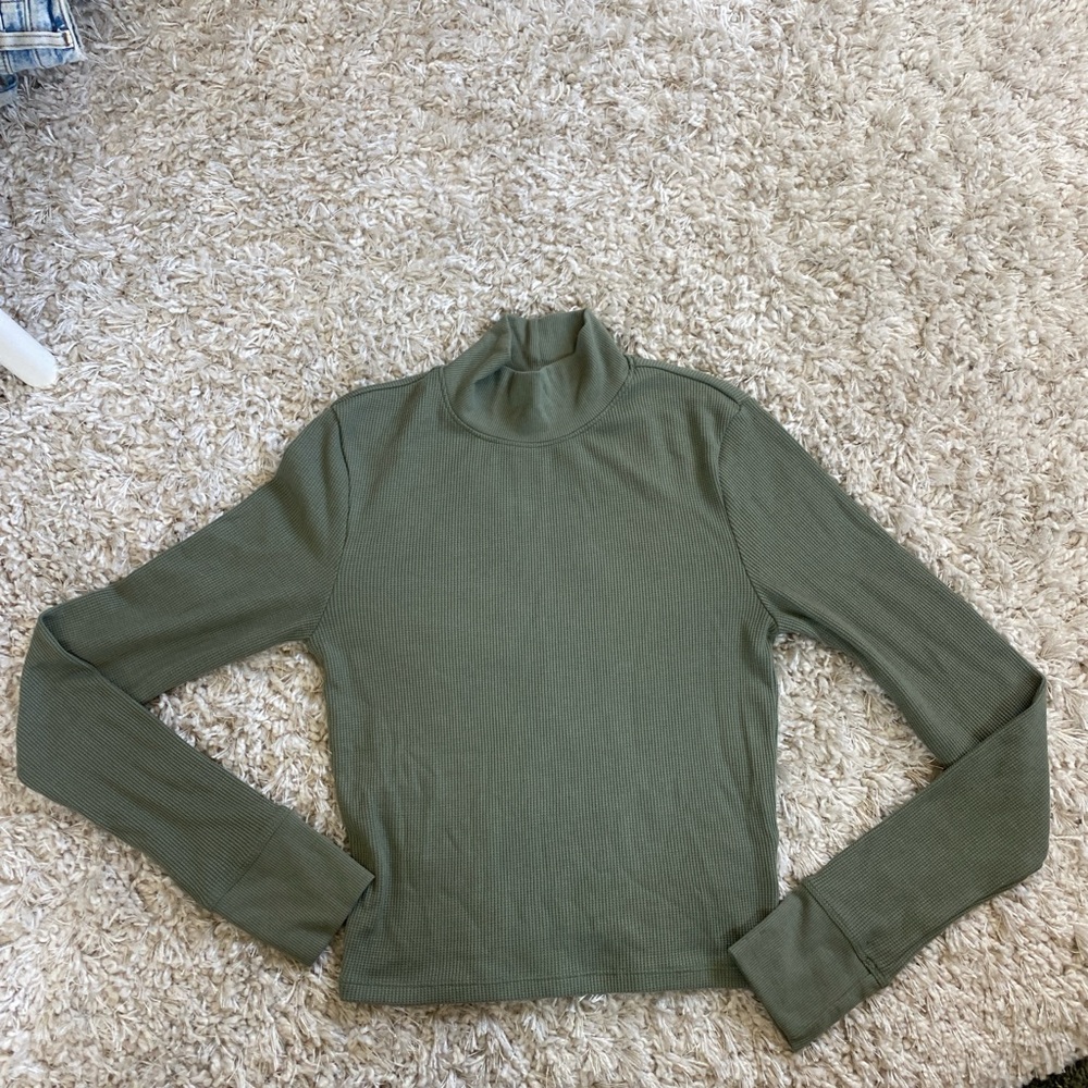 Waffle fabric turtleneck sweater! Really cute layered or worn as is!